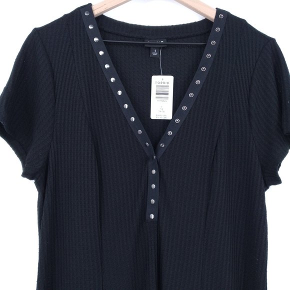 NWT Torrid black snap front waffle knit dress plus size 1X - Picture 3 of 10
